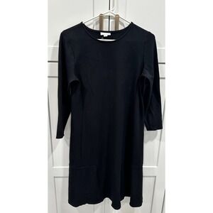 J Jill Ponte Black Knit Long Sleeve Dress XS Minimalist‎ Casual
